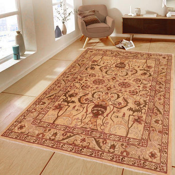 handmade Traditional Kafkaz Chobi Ziegler Tan Red Hand Knotted RECTANGLE 100% WOOL area rug 8 x 10